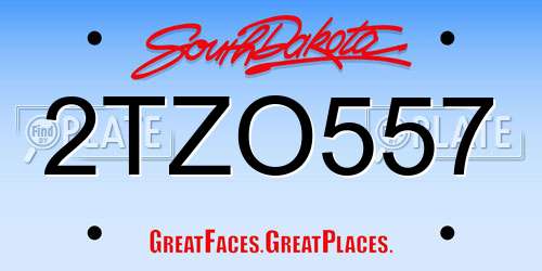 2TZO557 South Dakota License Plate
