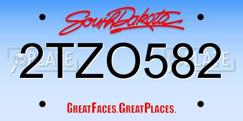 2TZO582 South Dakota License Plate