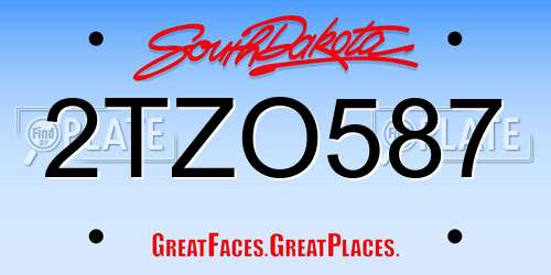 2TZO587 South Dakota License Plate