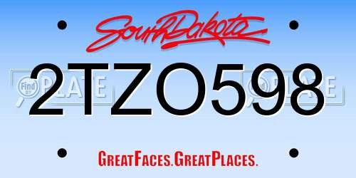 2TZO598 South Dakota License Plate
