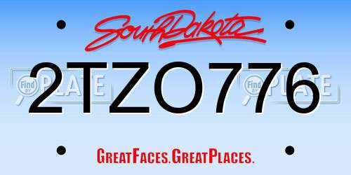 2TZO776 South Dakota License Plate