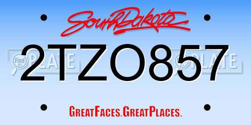 2TZO857 South Dakota License Plate