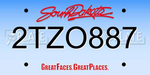 2TZO887 South Dakota License Plate