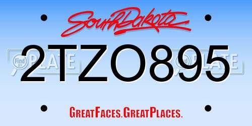 2TZO895 South Dakota License Plate