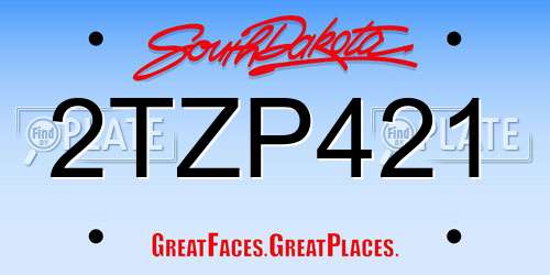 2TZP421 South Dakota License Plate