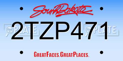 2TZP471 South Dakota License Plate