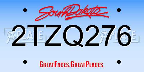 2TZQ276 South Dakota License Plate