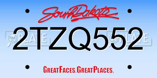 2TZQ552 South Dakota License Plate