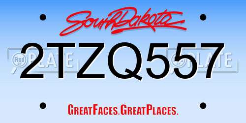 2TZQ557 South Dakota License Plate