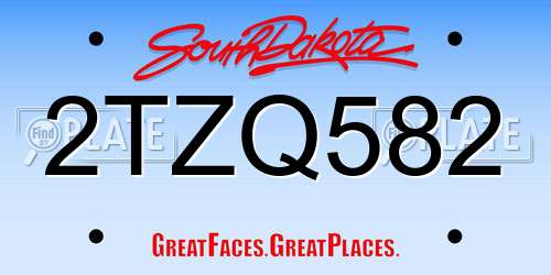 2TZQ582 South Dakota License Plate
