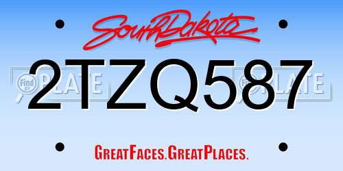 2TZQ587 South Dakota License Plate