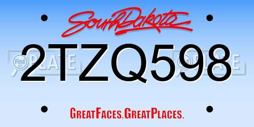 2TZQ598 South Dakota License Plate
