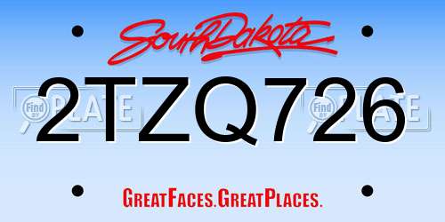 2TZQ726 South Dakota License Plate