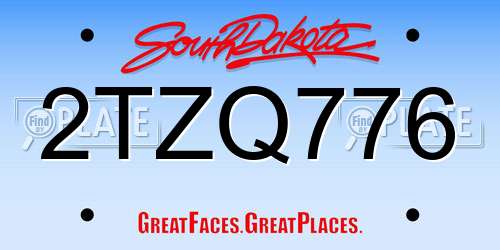 2TZQ776 South Dakota License Plate