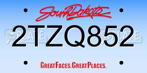 2TZQ852 South Dakota License Plate