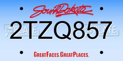 2TZQ857 South Dakota License Plate