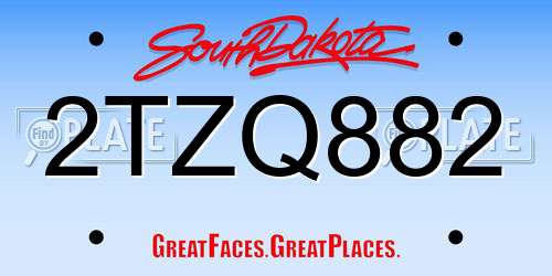 2TZQ882 South Dakota License Plate