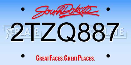 2TZQ887 South Dakota License Plate