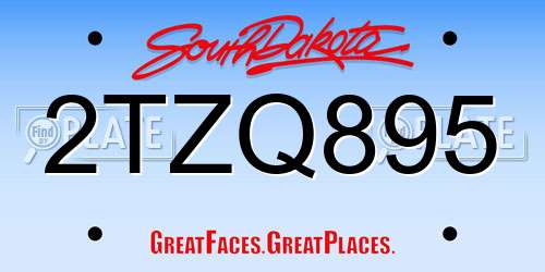 2TZQ895 South Dakota License Plate