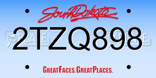 2TZQ898 South Dakota License Plate