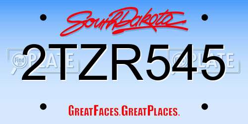 2TZR545 South Dakota License Plate