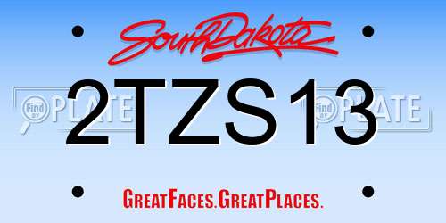 2TZS13 South Dakota License Plate