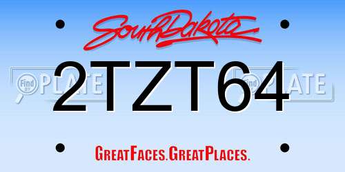 2TZT64 South Dakota License Plate