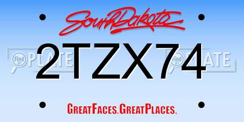 2TZX74 South Dakota License Plate