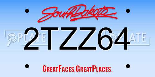 2TZZ64 South Dakota License Plate