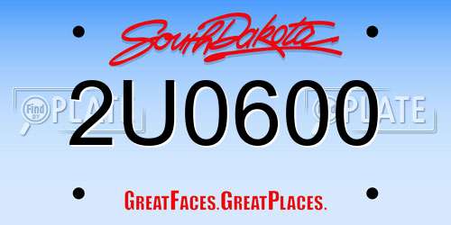 2U0600 South Dakota License Plate
