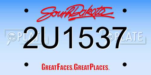 2U1537 South Dakota License Plate