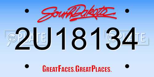 2U18134 South Dakota License Plate
