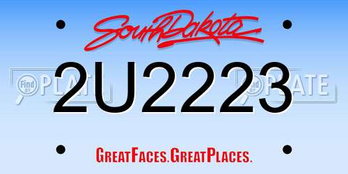 2U2223 South Dakota License Plate