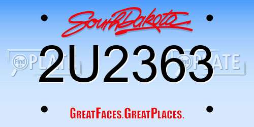 2U2363 South Dakota License Plate