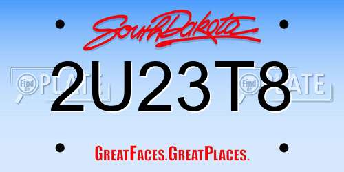 2U23T8 South Dakota License Plate