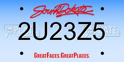 2U23Z5 South Dakota License Plate