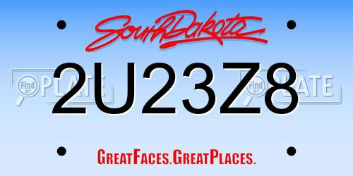 2U23Z8 South Dakota License Plate