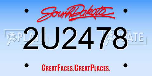 2U2478 South Dakota License Plate