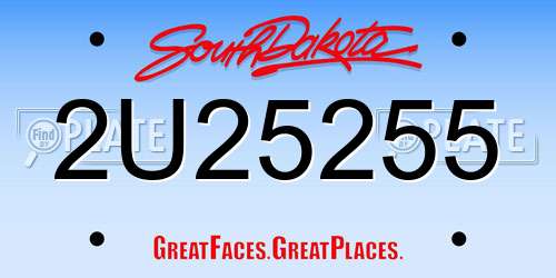 2U25255 South Dakota License Plate