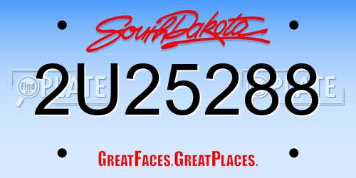 2U25288 South Dakota License Plate