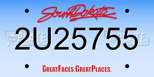 2U25755 South Dakota License Plate