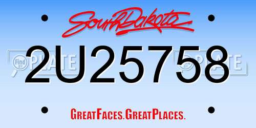 2U25758 South Dakota License Plate