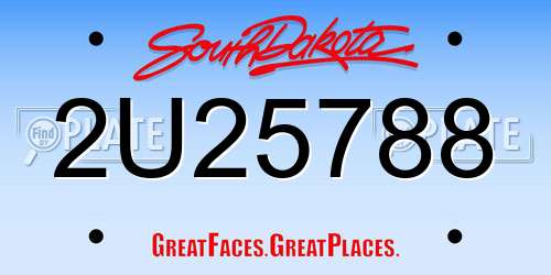 2U25788 South Dakota License Plate