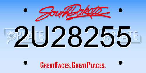 2U28255 South Dakota License Plate