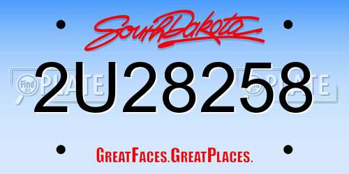 2U28258 South Dakota License Plate