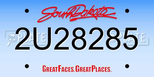 2U28285 South Dakota License Plate