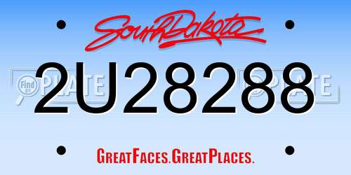 2U28288 South Dakota License Plate
