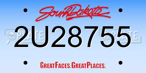 2U28755 South Dakota License Plate