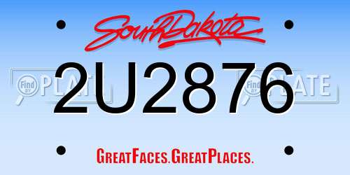 2U2876 South Dakota License Plate