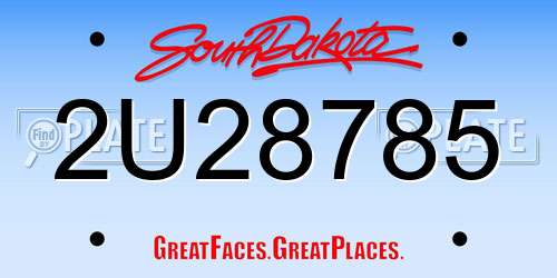2U28785 South Dakota License Plate